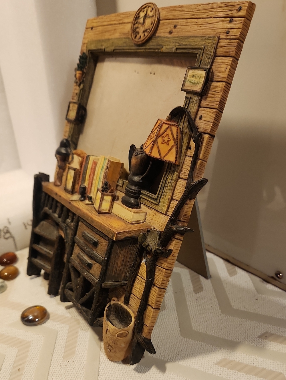 Rustic Wood Desk Photo Frame - Brown